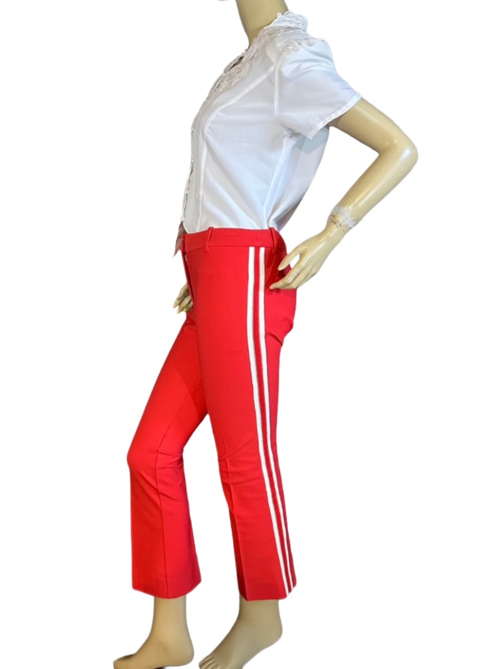 10 CROSBY DEREK LAM RED TUXEDO STRIPE CROPPED FLARE LEG "CORINNA" PANTS (2)